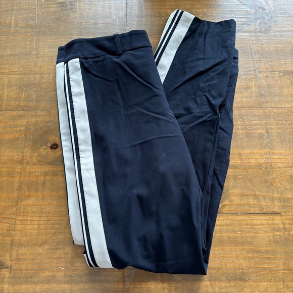 VINCE Side Stripe Wool Stretch Trouser Pants-Navy Blue/Ivory-Women's Size 4 - Picture 4 of 8